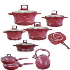 გრანიტის ქვაბების ნაკრები ჩაიდნით UAKEEN 9PCS  673791