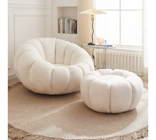 რბილი სავარძელი და პუფი PUMKIN WHITE