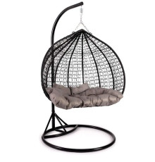 2 ადგილიანი ბუდე საქანელა შავი ნაცრისფერი ბალიშებით