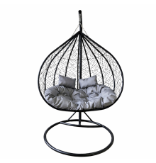 2 ადგილიანი ბუდე საქანელა შავი ნაცრისფერი ბალიშებით