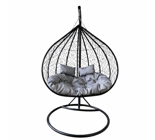 2 ადგილიანი ბუდე საქანელა შავი ნაცრისფერი ბალიშებით