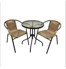 შუშის მაგიდა 2 სკამით