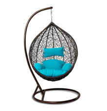 ბუდე საქანელა ყავისფერი ცისფერი ბალიშით BROWN SC-001