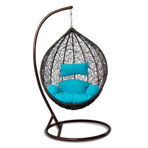 ბუდე საქანელა ყავისფერი ცისფერი ბალიშით BROWN SC-001