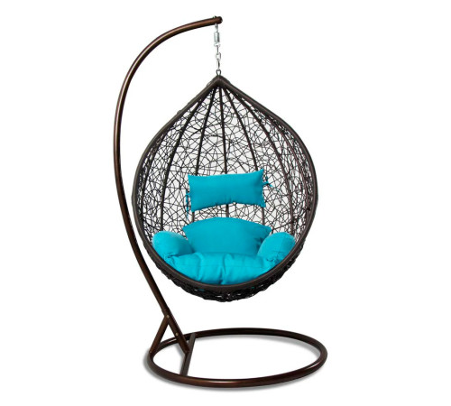 ბუდე საქანელა ყავისფერი ცისფერი ბალიშით BROWN SC-001