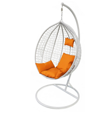 ბუდე საქანელა თეთრი, სტაფილოსფერი ბალიშებით SC-101 WHITE