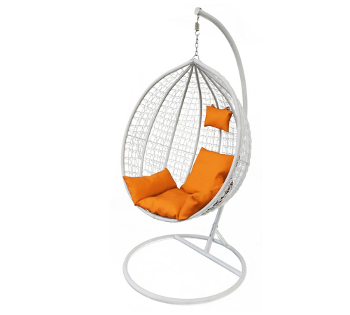 ბუდე საქანელა თეთრი, სტაფილოსფერი ბალიშებით SC-101 WHITE