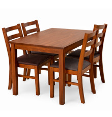 ხის მაგიდა 4 სკამით მუქი ხისფერი