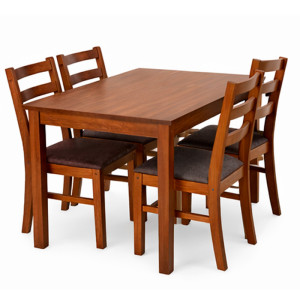 ხის მაგიდა 4 სკამით მუქი ხისფერი