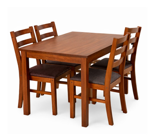 ხის მაგიდა 4 სკამით მუქი ხისფერი