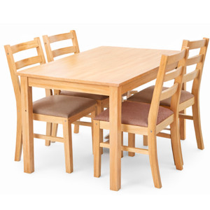 ხის მაგიდა 4 სკამით ღია ხისფერი