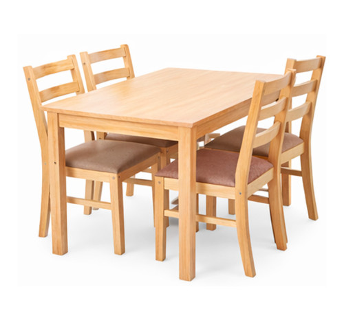 ხის მაგიდა 4 სკამით ღია ხისფერი