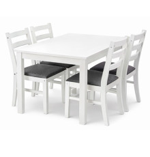 ხის მაგიდა 4 სკამით თეთრი