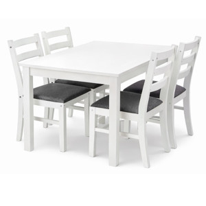 ხის მაგიდა 4 სკამით თეთრი