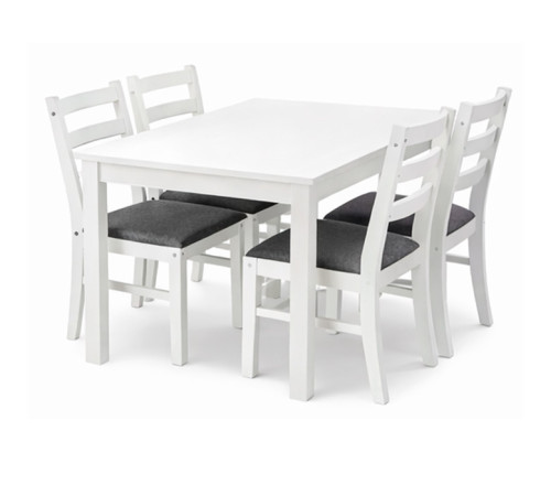 ხის მაგიდა 4 სკამით თეთრი