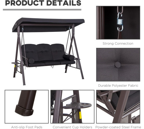 საქანელა 3 ადგილიანი YN8093 202x121x183სმ