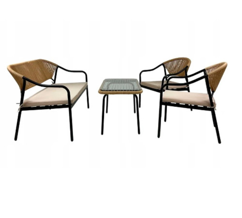 რატანის ოთხეული ბალიშებით FS1005BK შავი