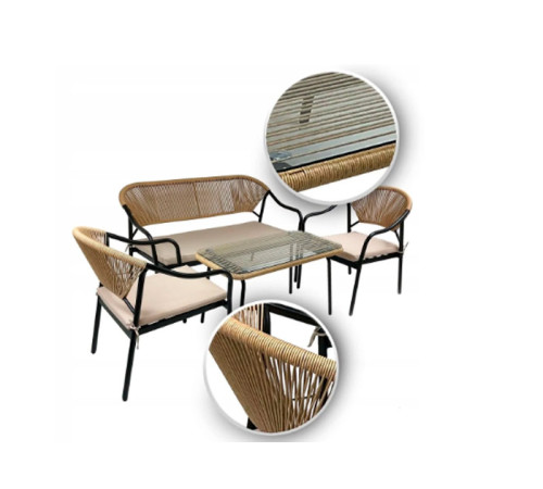 რატანის ოთხეული ბალიშებით FS1005BK შავი