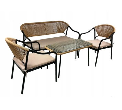 რატანის ოთხეული ბალიშებით FS1005BK შავი