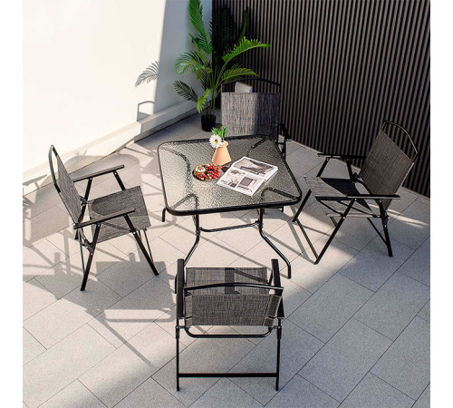 შუშის მაგიდა დასაკეცი 4 სკამით KMKC-041