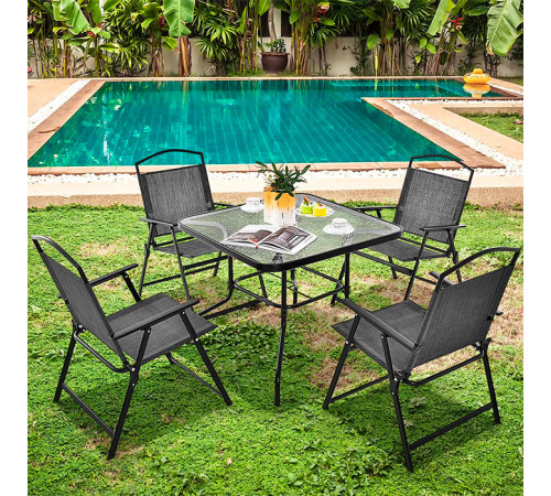 შუშის მაგიდა დასაკეცი 4 სკამით KMKC-041