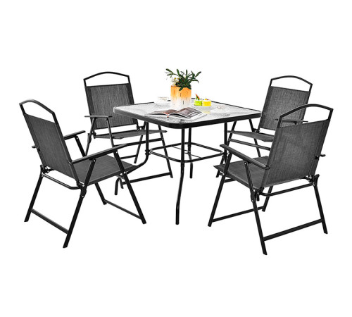 შუშის მაგიდა დასაკეცი 4 სკამით KMKC-041