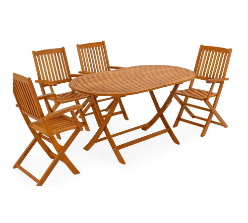 ხის მაგიდა 4 სკამით Home Decor