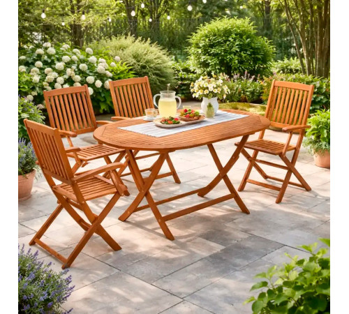 ხის მაგიდა 4 სკამით Home Decor