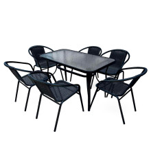 ბაღის ავეჯის კომპლექტი მაგიდა 6 სკამი