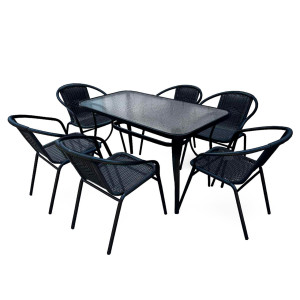 ბაღის ავეჯის კომპლექტი მაგიდა 6 სკამი