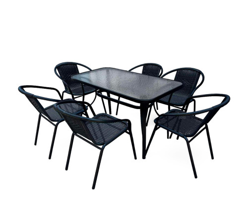 ბაღის ავეჯის კომპლექტი მაგიდა 6 სკამი