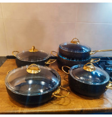 გრანიტის ქვაბების ნაკრები EVIDENT 5 PCS BLACK