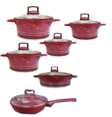 გრანიტის ქვაბები  UAKEEN RED 6 PCS 285056