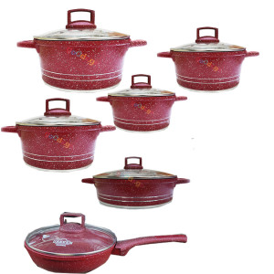 გრანიტის ქვაბები  UAKEEN RED 6 PCS 285056