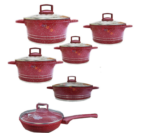 გრანიტის ქვაბები  UAKEEN RED 6 PCS 285056