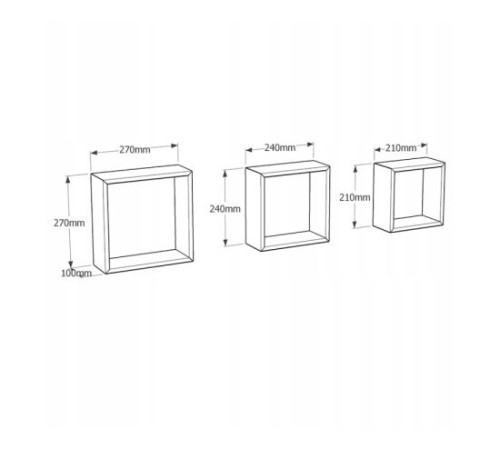 თარო კომპლექტი ნაცრისფერი კვადრატი Velano FSS 100 3 ც
