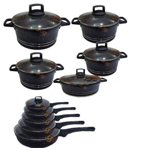 ქვაბების ნაკრები UAKEEN BLACK 10 PCS 392573