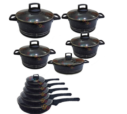 ქვაბების ნაკრები UAKEEN BLACK 10 PCS 392573