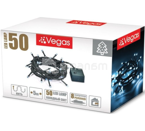 საახალწლო განათება VEGAS 8 რეჟიმი 5 მ 50 ცივი ნათების LED ნათურა
