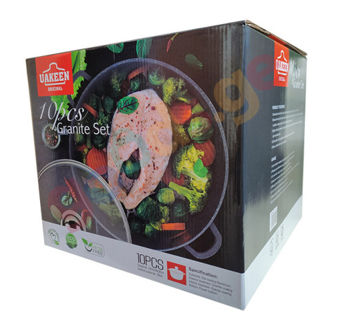 ქვაბების ნაკრები UAKEEN VK-19 BLACK 10 PCS