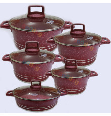 გრანიტის ქვაბები  UAKEEN RED 5 PCS VK-20