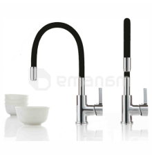 შემრევი ონკანი სამზარეულოს LEDEME L4898-2 სილიკონის მილით შავი