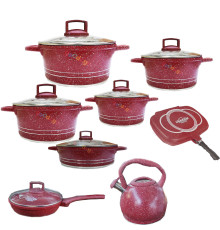 გრანიტის ქვაბების ნაკრები ჩაიდნით UAKEEN 8PCS  673798