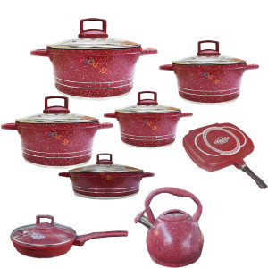 გრანიტის ქვაბების ნაკრები ჩაიდნით UAKEEN 8PCS  673798