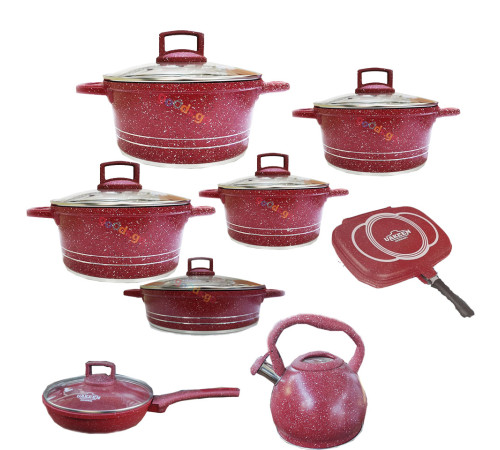 გრანიტის ქვაბების ნაკრები ჩაიდნით UAKEEN 8PCS  673798