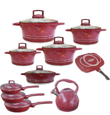 გრანიტის ქვაბების ნაკრები ჩაიდნით UAKEEN 10PCS  673792