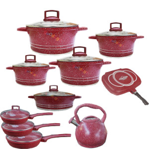 გრანიტის ქვაბების ნაკრები ჩაიდნით UAKEEN 10PCS  673792