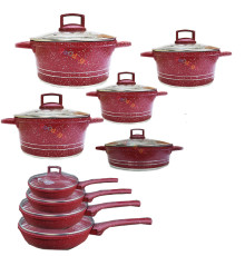 ქვაბების ნაკრები UAKEEN RED 9 PCS 33689