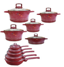 ქვაბების ნაკრები UAKEEN RED 10 PCS 336810