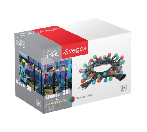 საახალწლო განათება VEGAS "ბურთები" 5 მ 30 ფერადი მოციმციმე LED ნათურა